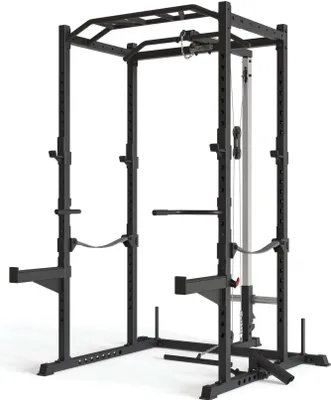 Produktbild von ATLETICA R5-Combat Power Rack | Power Rack mit Vollausstattung | inkl. Latzug, Pull-Up und Dip Bar, Safeties, J-Hooks und Weight-Pins | 195 cm
