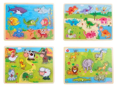 Immagine prodotto di Puzzle con animali in legno, 9 pezzi, 30 x 22 x 1,5 cm