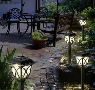 Image de Lot de lampes solaires LED blanc chaud pour le jardin, étanches (IP65), décoratives