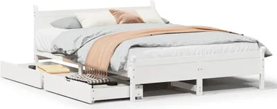 Produktbild von vidaXL Massivholzbett ohne Matratze Weiß 160x200 Kiefernholz