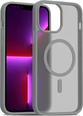 Image de Coque magnétique pour iPhone 13 Pro Max, compatible MagSafe, dos translucide mat, résistant aux chocs Gris