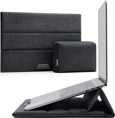 Produktbild von Inateck 13 Zoll Laptop-Hülle mit Standfunktion für MacBook Air M2/M1 2022-2016, MacBook Pro M1/M2 2022-2018, Surface Pro, Inkl. Zubehörtasche