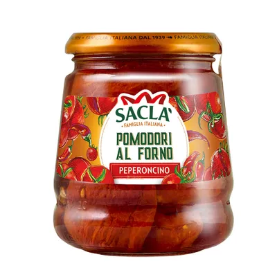 Produktbild von Saclà Ofengebackene Tomaten mit Pfefferschoten (Pomodori al forno - Peperoncino) 285g