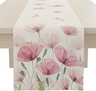 Produktbild von Tischläufer für den Frühling, 33 x 183 cm, mit Blumenmuster für die Tischdekoration