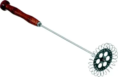 Zdjęcie produktu dla trzepaczka ręczna średnica 70 mm stal nierdzewna, drewniana rączka.