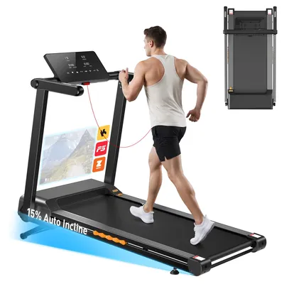 Produktbild von JAGJOG Laufband mit 15-Zoll-Display und Auto-Steigung, Schwarz
