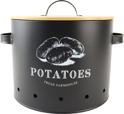 Produktbild von OTIX Kartoffelbehälter Schwarz Kartoffel Aufbewahrungstopf mit Deckel Vorratsbehälter Metall