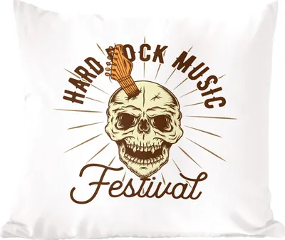Produktbild von MuchoWow® Zierkissen Sofakissen Wohnzimmer Dekokissen 45x45 cm Vintage - Totenkopf - Gitarre - Schlafpolster - Polster für das Sofa