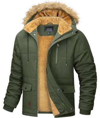 Produktbild von Herren Winter Parka Jacke winddicht warm gefüttert wasserabweisend S Armeegrün