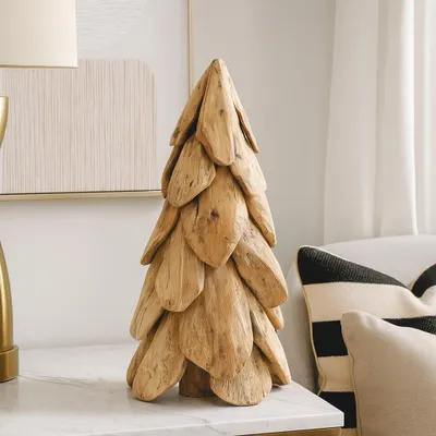 Produktbild von Dekorativer Weihnachtsbaum aus Teakholz – Holz-Deko 60 cm