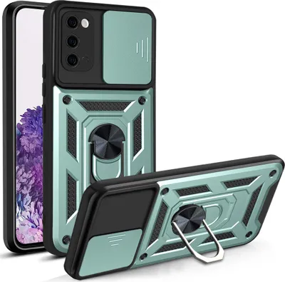 Produktbild von Galaxy S20 Hülle mit 360° Drehbarer Magnetische Ring Ständer Halter Dia Kameraschutz TPU Bumper Silikon Schutzhülle für Samsung Galaxy S20 Grün