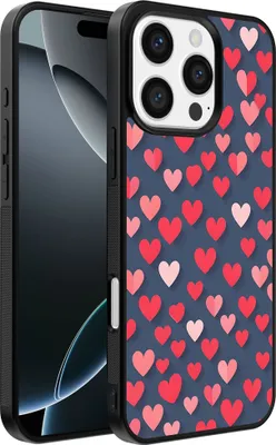 Produktbild von Smartphonica Telefon Fall fit für iPhone 16 Pro Max mit rosa und roten Herzen Impressum - TPU Backcover Fall mit rosa und roten Herz-Design