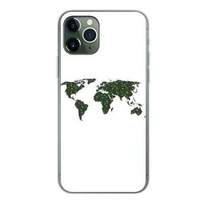 Produktbild von MuchoWow® Handyhülle Schutzhülle Hülle für iPhone 11 Pro Weltkarte - Grün - Blätter Silikon Softcase Handy Hülle - Handy