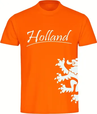 Produktbild von multifanshop Herren T-Shirt - Holland - Löwe seitlich, orange-2, Größe XL