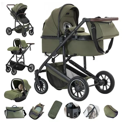 Immagine prodotto di Passeggino, marsupio 3 in 1, ruote ammortizzate, 516-VERDE