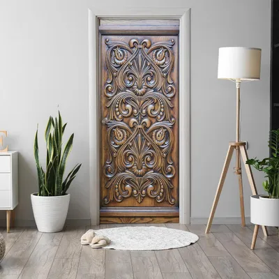 Productafbeelding van Houten Zelfklevende Deursticker 200x76cm voor Wanddecoratie