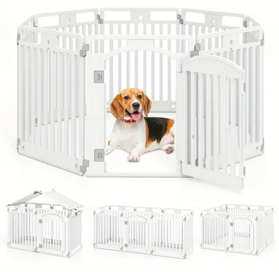 Immagine prodotto di Recinzione per cani - Recinzione per cuccioli - Kennel per cani - Recinzioni per animali - Gabbia pieghevole per cani - Plastica resistente - 81 cm di altezza