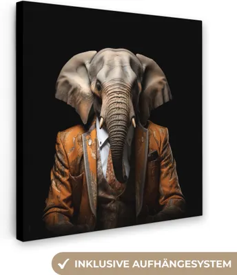 Produktbild von MuchoWow® - Leinwandbilder - Elefant - Porträt - Tier, Wandbild, Wanddeko Bilder Wohnzimmer, 20x20 cm