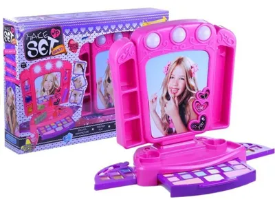 Produktbild von Lean Toys Schminktisch mit Accessoires und Beleuchtung Pink