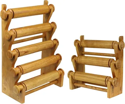 Produktbild von Armbandhalter Uhrenhalter Schmuckhalter Armreifhalter Uhrenständer Armbandständer Schmuckständer Rollen Holz, Farbe:Natur, Größe:3 Rollen