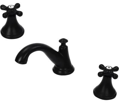 Produktbild von Bad Wasserhahn - 3-Loch Waschbeckenarmatur - Mischbatterie für Waschbecken - Heiß- und Kaltwasser - Schwarz