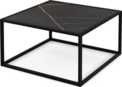 Obrázok produktu pre Konferenčný stolík mramorového vzhľadu obdĺžnikový konferenčný stolík so stolovou doskou z umelého mramoru 70 x 70 x 40 cm čierna