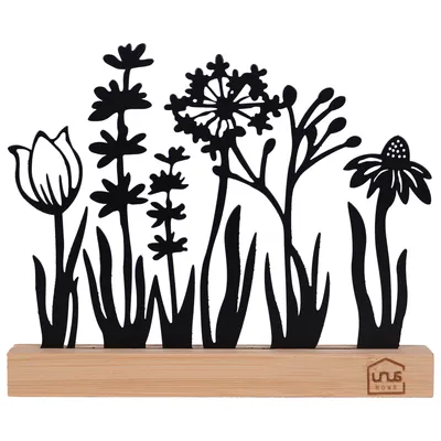 Produktbild von UNUS Deko Aufsteller Silhouette Blumen aus Metall und Bambus in schwarz