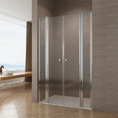 Produktbild von Pendeltür Nischentür Duschtür Duschwand Duschabtrennung Glas 120x197cm aus 6mm ESG Sicherheitsglas mit Nanobeschichtung Klarglas Duschtrennwand mit Festteil und Duschablagen Chromoptik barrierefrei beidseitig montierbar