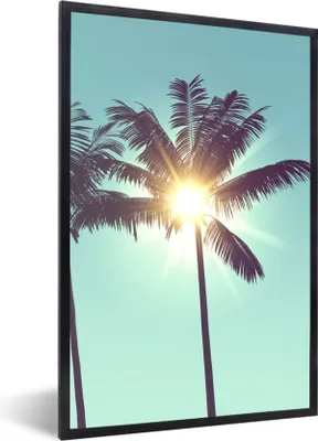 Produktbild von MuchoWow® Gerahmtes Poster Palmen - Sommer - Sonne 60x90 cm - Poster mit Schwarzem Bilderrahmen Wandposter Rahmen Foto Bilder - Kunst