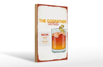 Produktbild von Holzschild Rezept The Godfather Cocktail Recipe 20x30cm