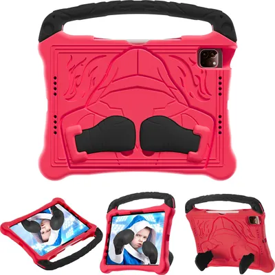 Produktbild von Kinder Hülle für iPad Pro 11 Zoll M4 2024, Leichte Stoßfeste Eva Schutzhülle mit Griff und Ständer Rot