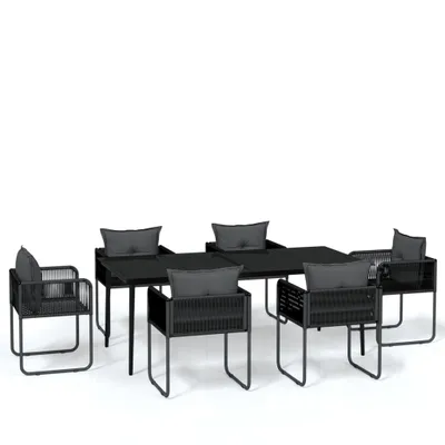 Produktbild von vidaXL 7-tlg. Garten-Essgruppe Schwarz