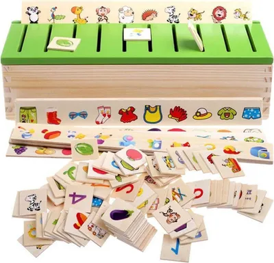 Produktbild von Montessori Lernspielzeug für Kinder, Holz Klassifizierung, 3+ Jahre, 80 Karten