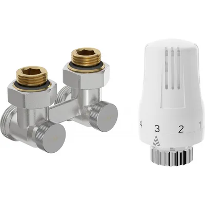 Zdjęcie produktu dla Mexen G01 zestaw termostatyczny dwururowy DN50, kątowy 1/2"x3/4", nikiel - W911-012-918-01