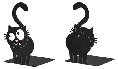 Productafbeelding van moses. Ed, Kattenboeksteunen, set van 2, zwarte katten, metalen boekenstandaard, decoratie voor de boekenkast