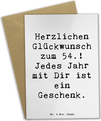 Produktbild von Mr. & Mrs. Panda Grußkarte Spruch 54. Geburtstag - Weiß - Geschenk, glückwunschkarten, Dankbarkeit, Beileidskarte, Happy Birthday, Feste, Geburtstagsgeschenk, osterkarten