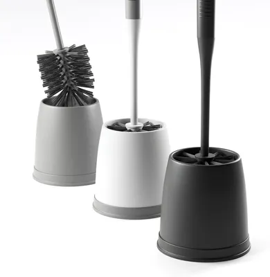 Produktbild von Toilettenbürste, schwarz, mit innovativen Borsten – WC-Bürste für das Badezimmer – Rutschfest – Mit Bürstenhalter – Modernes und elegantes Design
