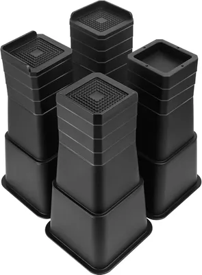 Produktbild von 4er Set stapelbare Möbelerhöhungen, 2,5-30,5 cm, belastbar bis 600 kg, für Sofa, Tisch, Couch, Stuhlbeine und Betten, Schwarz