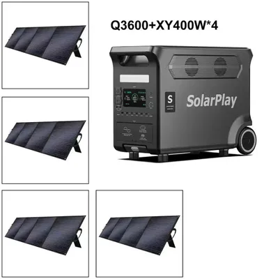 Obrázek produktu pro Přenosná elektrárna – Q3600 – 3600 W – 3840 Wh – Baterie LiMnO₂ – 4 skládací solární panely, každý o výkonu 400 W – Vhodné pro kempování a nouzové situace