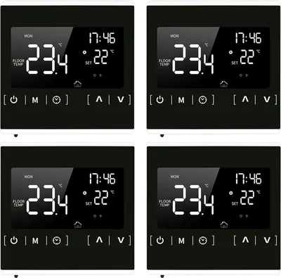 Zdjęcie produktu dla 4X Inteligentny cyfrowy termostat pokojowy z ekranem dotykowym LCD Termostat ścienny do elektrycznego ogrzewania podłogowego 16A Programowalny, biała krawędź