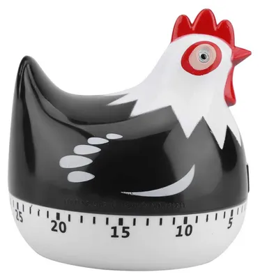 Productafbeelding van Mechanische keukentimer - Kleine timer in de vorm van een kuiken met een luid alarm - Geschikt voor koken en bakken - Zwart