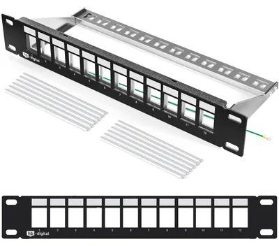 Produktbild von hb-digital Patchfeld 10 zoll 12-Port für Keystone Module schwarz 1HE