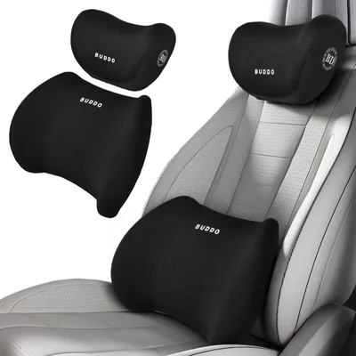 Imagen del producto de Almohada de soporte lumbar ergonómica - Apoyabrazos para el cuello en el coche - Espuma viscoelástica -  - 40 x 27 x 10 cm - Soporte para la espalda y el cuello - Cojín para el coche