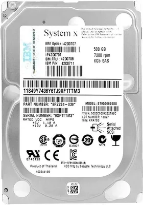 Image de Disque dur IBM ST9500620SS 500GB 7200 Rpm Sas II 42D0708 42D0711