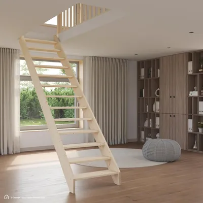 Produktbild von Holztreppe Intercon Casablanca | Fichte | gerader Verlauf | 60 cm Breite | ohne Geländer | ohne Setzstufen