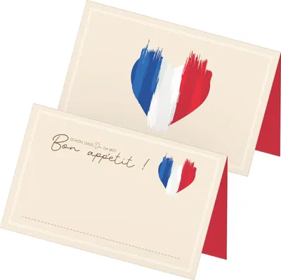 Produktbild von itenga 48x Tischkarten Platzkarten FRANKREICH | Motiv mit französischer Flagge