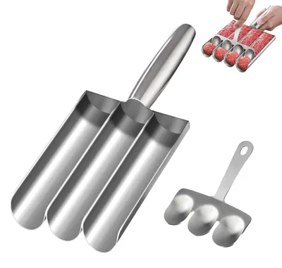 Fleischbällchenformer aus Edelstahl, 3 Röhren, mit Schneidepalette