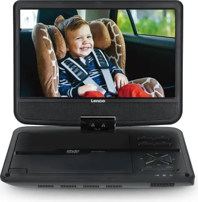 Immagine prodotto di Lenco DVP-1046BK - 2 lettori DVD portatili da 10 pollici con batteria ricaricabile, due cuffie e due staffe di montaggio per l'auto - Nero