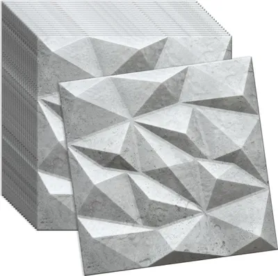 Produktbild von 3D Wandpaneele Betonoptik 20 Stück / 5 m² | Deckenpaneele aus Polystyrol | 50 × 50 cm | Geometrische Dekorplatten | Verdico