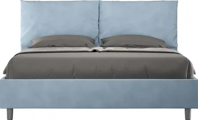 Produktbild von ITYHOME - Gepolstertes Bett mit Lattenrost 160x200 mit Mikrofaserbezug Himmelblau Antea